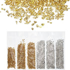 6 Colors Crushed Glass Glitters 2-4mm Irregular Chips Sequins, Metallic Chunky Glitters Stones for Resin Art, Nail Craft (Gold Silver, 1.06 oz/ 30g)