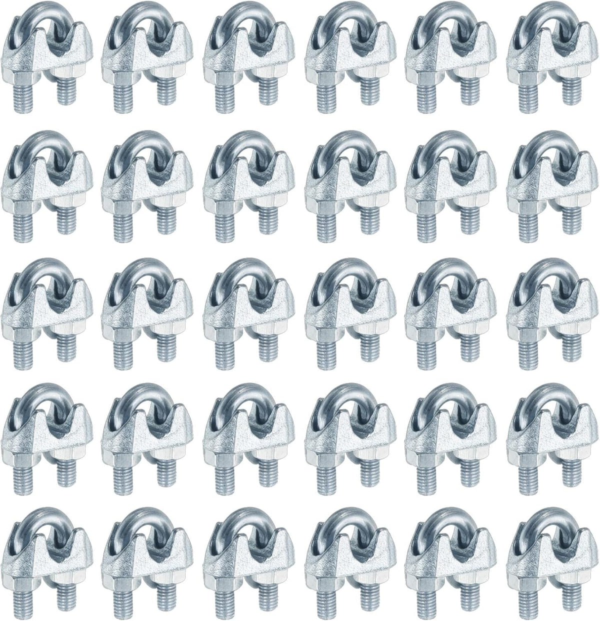 50 Pcs M6 Steel Wire Rope Clip Clamps, 1/4" Wire Rope U-Bolt Cable Clamps Saddle Fastener for Wire Rope Rigging Tent Rope Guardrail System