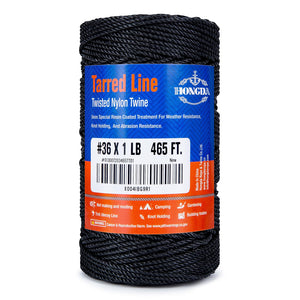 LinkMejor Tarred Bank Line Tel, 465 Ayak Nylon Tel #36 Bank Tel-Kara Nylon Tel 2.3mm, Kara Güçlü Bağlanmış Ağ Takımı Bahçe, İnşaat, Ekip Bağlama, Bushcraft Ekip İçin Uygundur