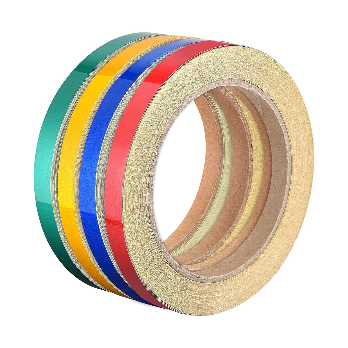 Reflective Tape Red Green Yellow Blue, 10mm x 25m, Outdoor Waterproof Warning Tape for Bikes, RV, and Boat Striping Marking