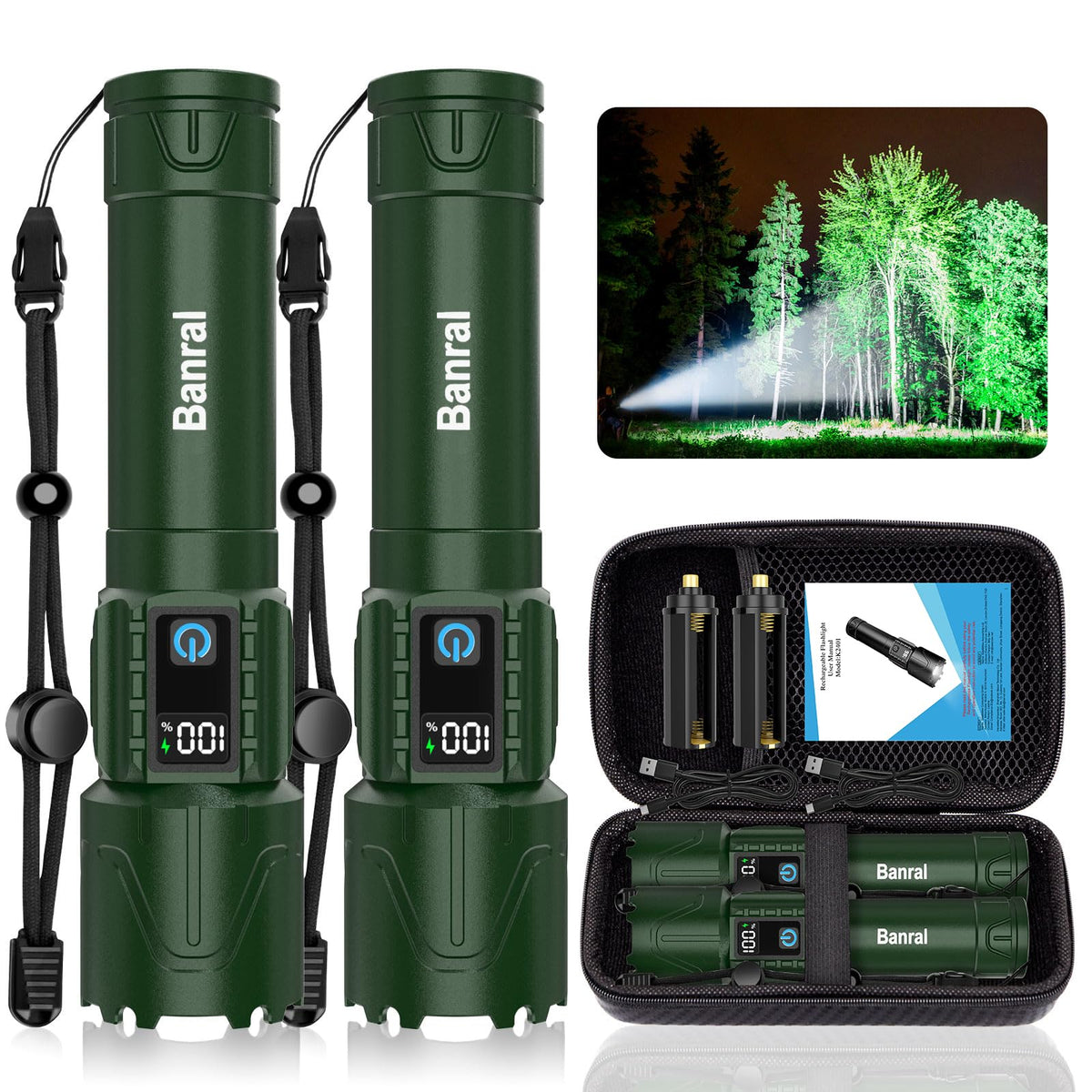 Taktisk Flashlight Super Bright Høje Lumen Oploadbar LED Flashlight