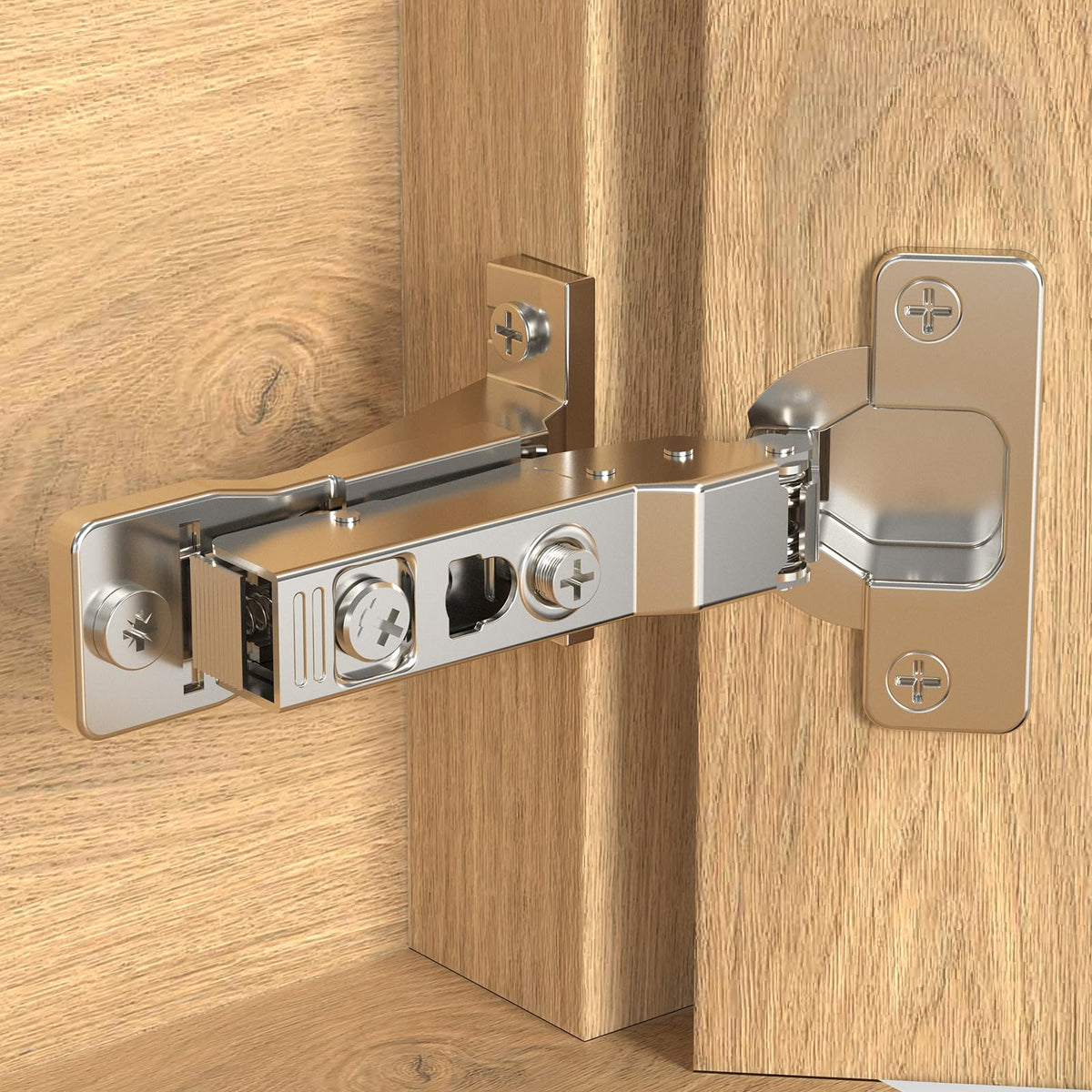 LinkMejor 4 Pack 110° Face Frame Inset Cabinet Hinges, Soft Closing 3D Adjustment, Clip On Plate, Smooth Slow Close Concealed Hidden Replacement, Easy Installation, Insert Hardware for Kitchen