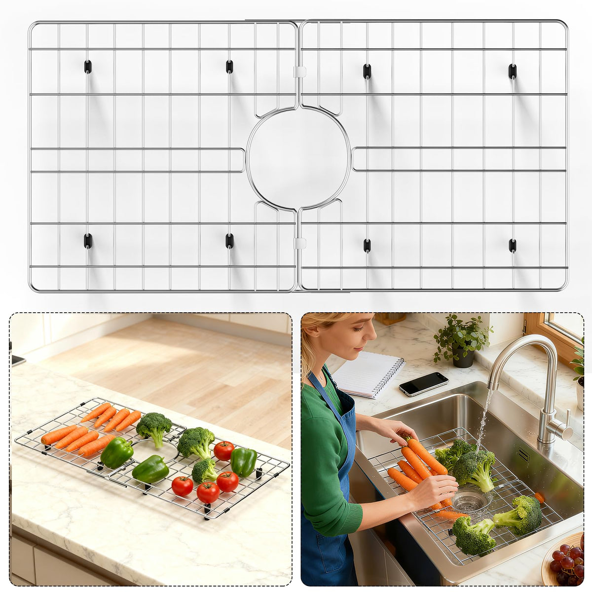 LinkMejor 24" x 12" Stainless Steel Sink Protector