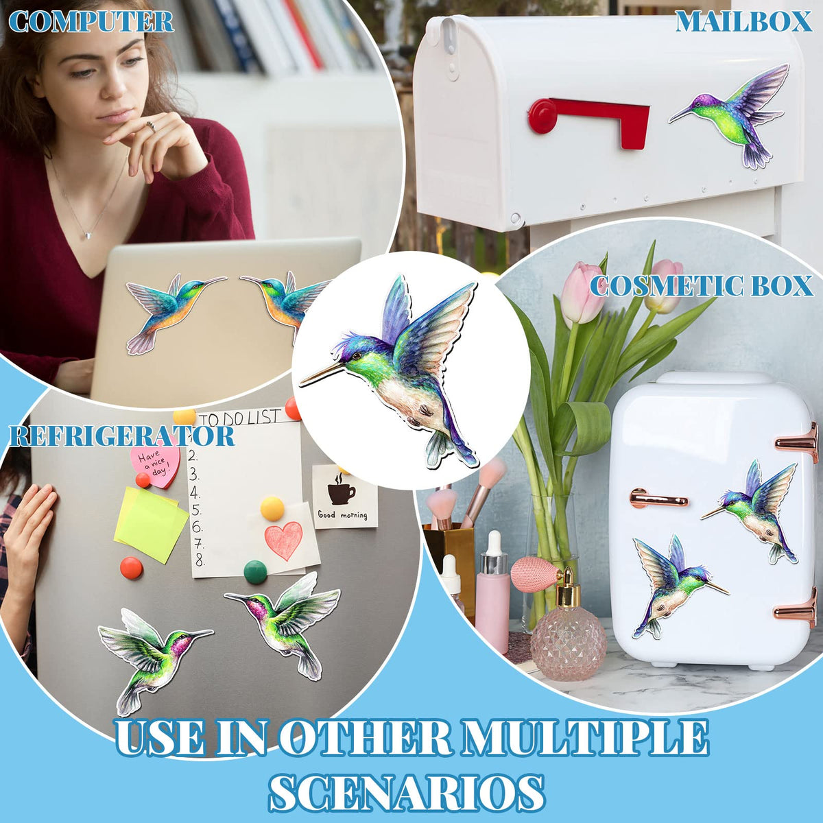 LinkMejor 16 Pcs Screen Door Magnets Double Sided Decals,Hummingbird
