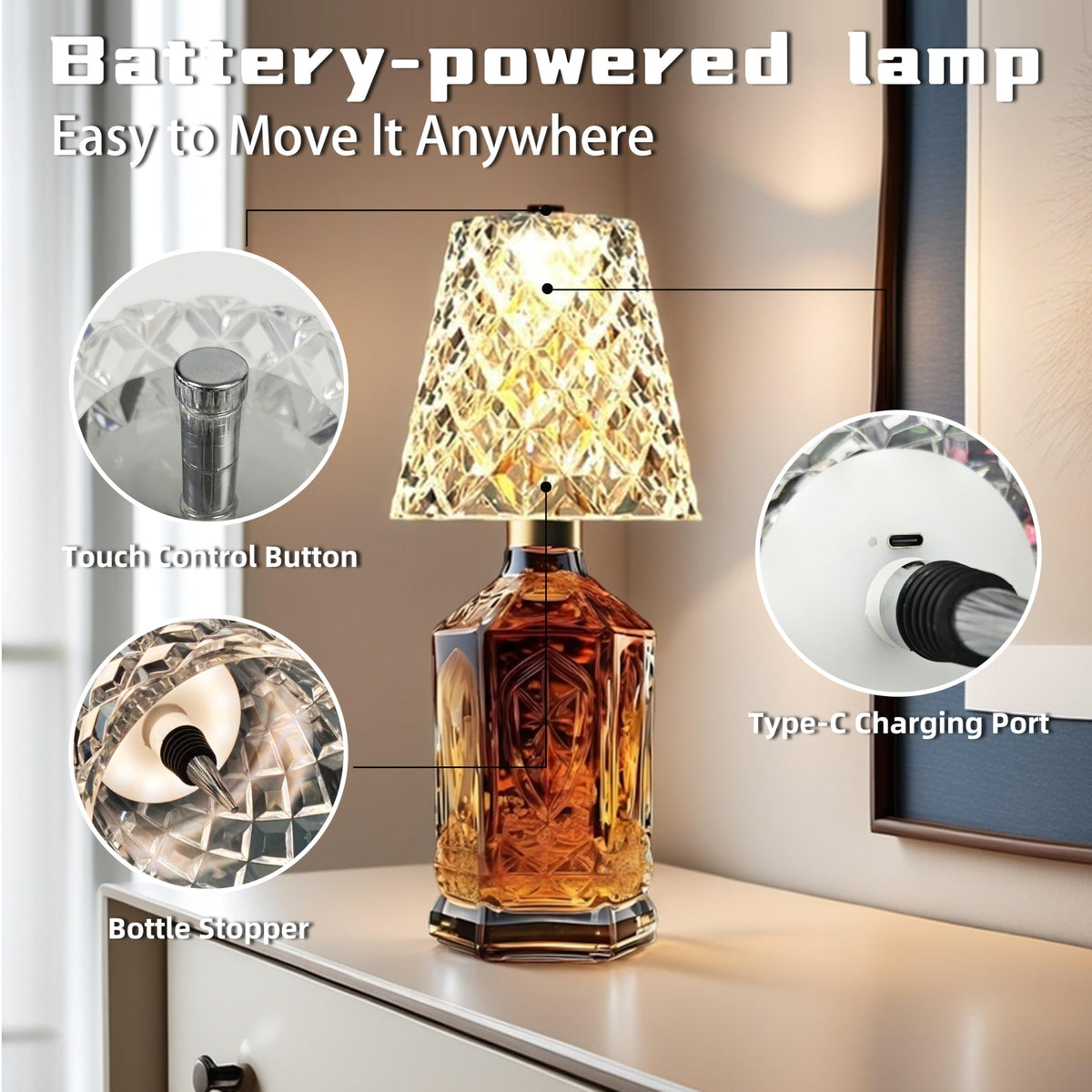 LinkMejor Lampion Botol Wine Kaca Klaritas Kaca Kaca