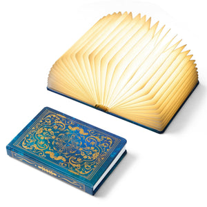 رابط أفضل هدايا محبي الكتب مصباح كتاب - إضاءة بألوان 5، بطارية 1200mah، مصباح ورقي قابل للطي كزينة كتاب وأكسسوارات، تصميم غطاء بfoil الساخن، هد