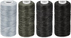 LinkMejor Waxed Leather Thread Set 55 Yards 150D/0.8mm Flat Polyester Cords for Hand Sewing (Various Gray, 4pcs)