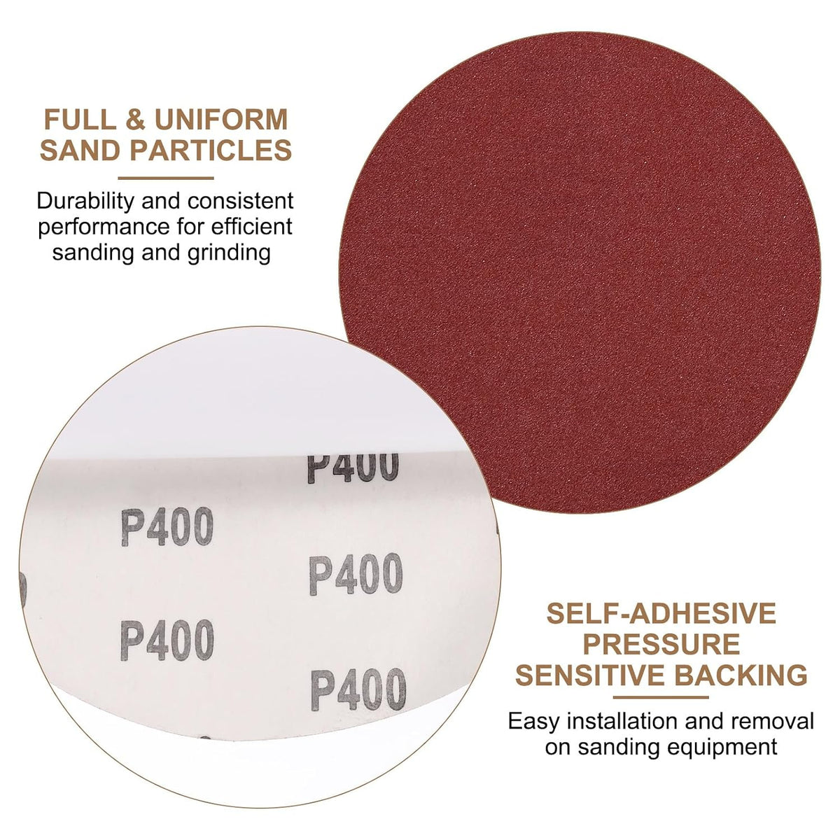 15pcs 8-Inch PSA Sanding Discs, 400 Grits Aluminum Oxide Self Adhesive Stick Back Sandpapers, No-Hole Round Wet/Dry Sander Papers, Sand Auto Car Paint, Wood, Metal