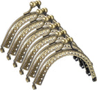 Metal Purse Frames - 3.35" 6Pcs Kiss Lock Clasp Frame Arch Embossed Clutch Frame Handles for Coin Purse Sewing Bag Making DIY Craft, Bronze