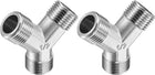 Pipe Fitting G1/2 Male Thread Y Shape 3 Way Wye Hose Connector Adapter, Nickel-Plated Copper 2pcs