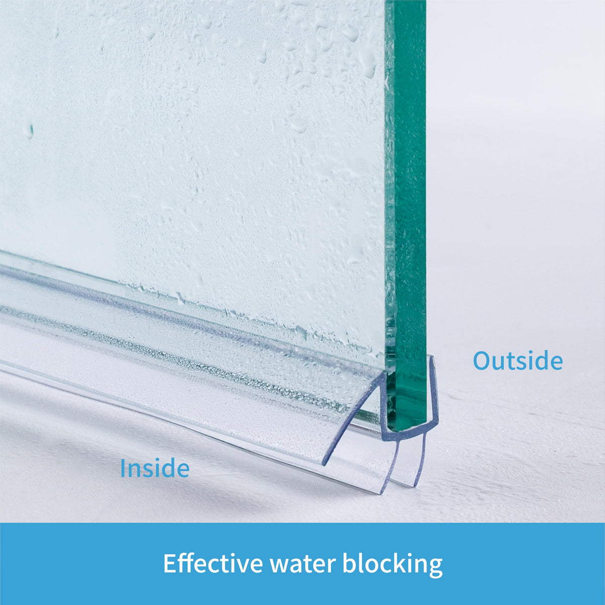 LinkMejor 2-Pack ShowerDoor Bottom Seal 3/8" x 36" Polycarbonate Frameless Ultra Clear Shower Door Seal Strip for Glass Doors Stop Leaks and Create a Water Barrier Replacement Shower Cubicle
