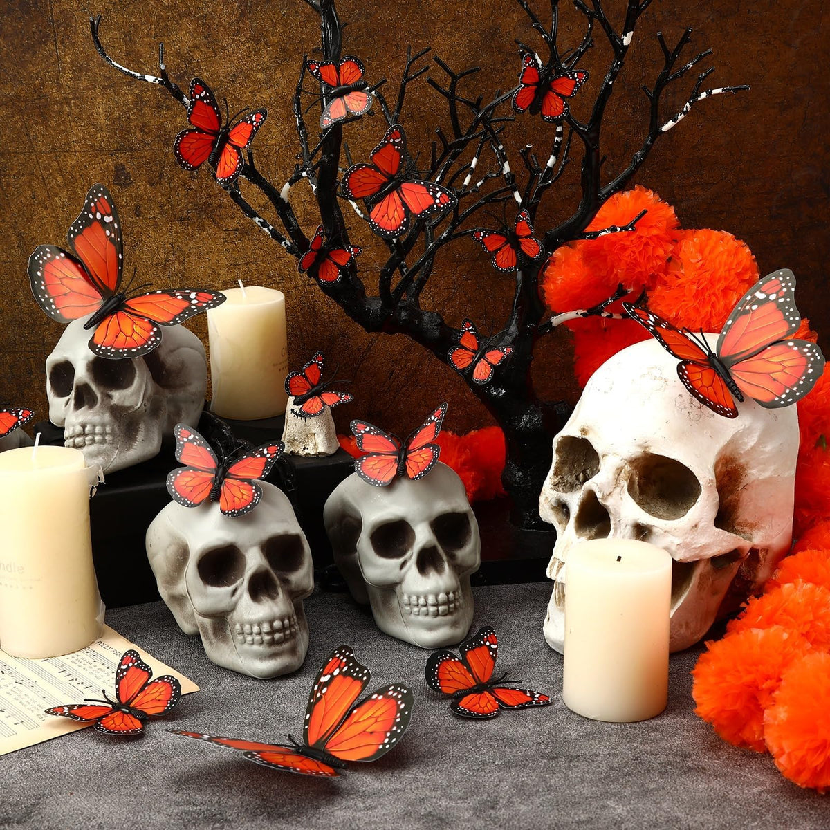 LinkMejor 60Pcs Koninginvlinder Decoraties, Koninginvlinder Muurstickers