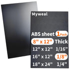 Czarna blacha z tworzywa ABS 1/8 cala grubości 8" x 12" (1-sztuka) Strukturalna i Gładka