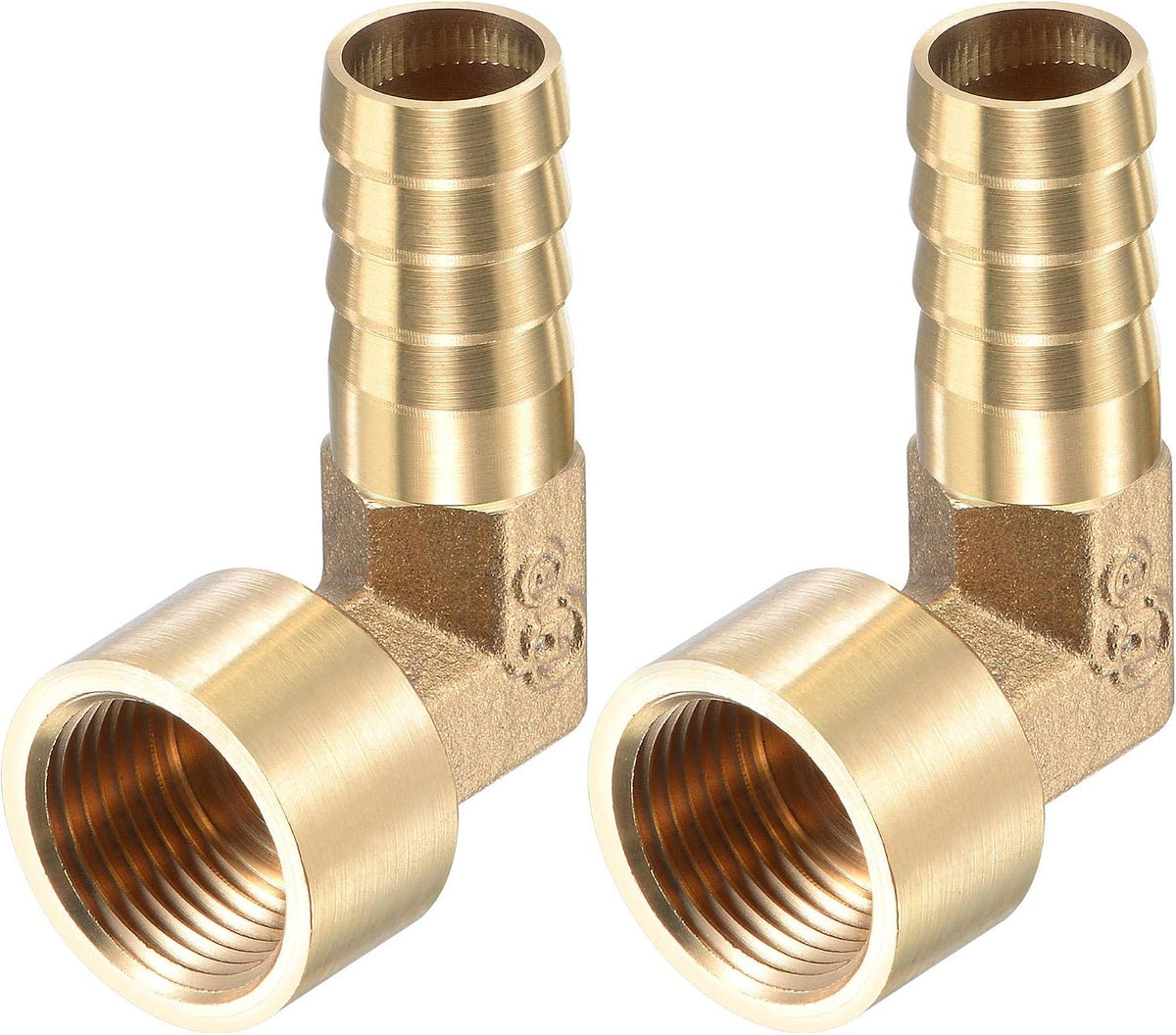 Brass Hose Barb Fitting Elbow, 12mm Barbed x G3/8 Female Pipe Connector Adapter for Water Fuel Air, Pack of 2