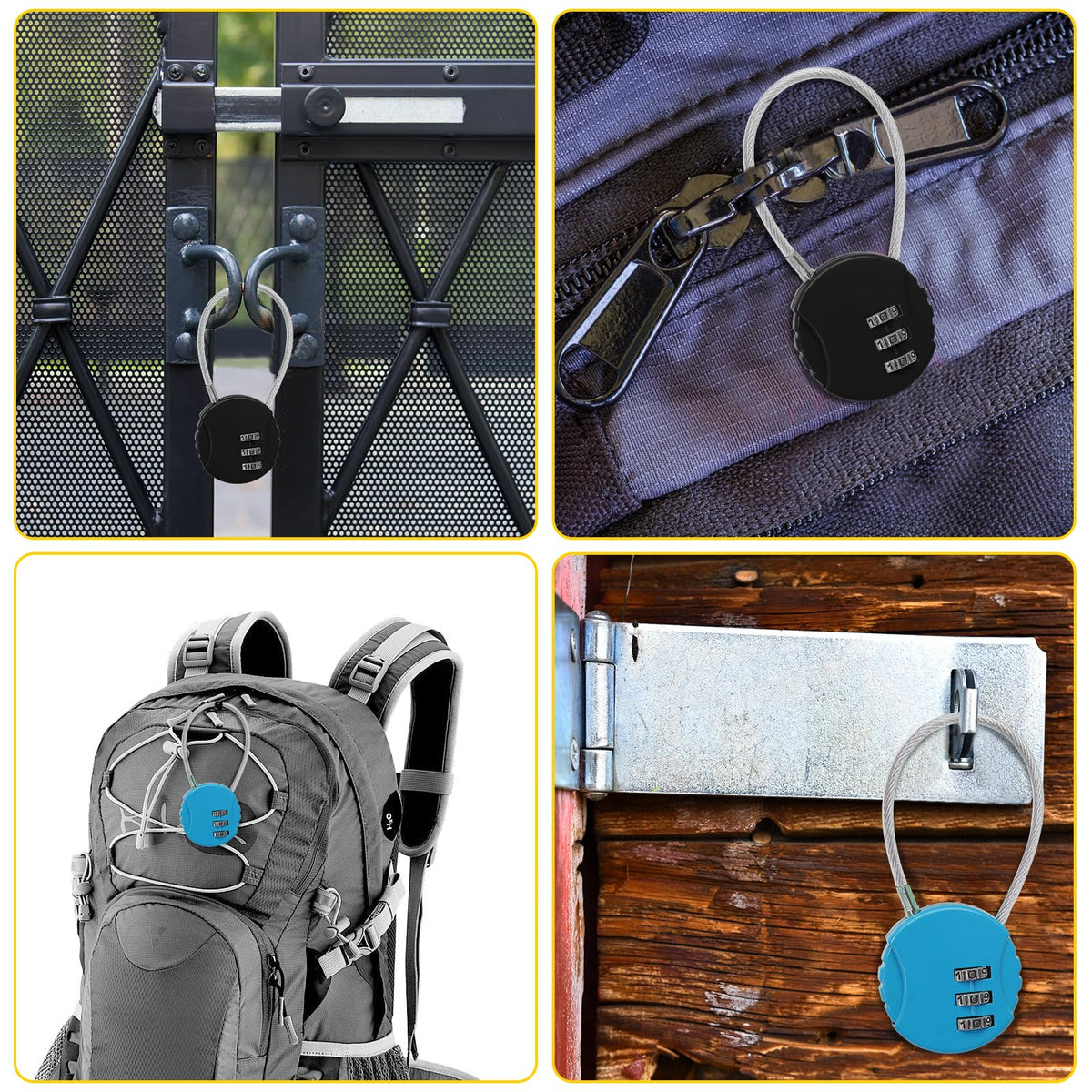 LinkMejor 2 Pack 3 Cifru Combinat Lock, Albastru + Negru