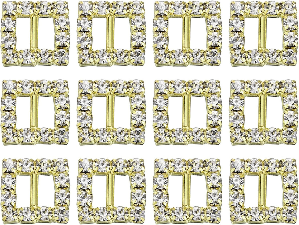 Rhinestone Buckle Sliders, Rhinestone Crystal Ribbon Buckle for Clothing Decor Christmas DIY Gift Wrap