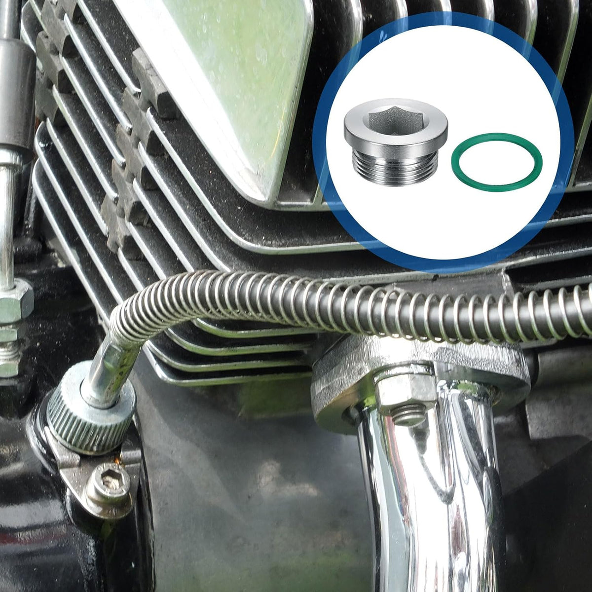 2Pcs M26x1.5 Cap de roată internă hexagonală pentru conducte, plug universal din oțel carbon, cu anel O verde pentru terminarea capăturilor de conducte sau pentru înlocuirea scurgerilor