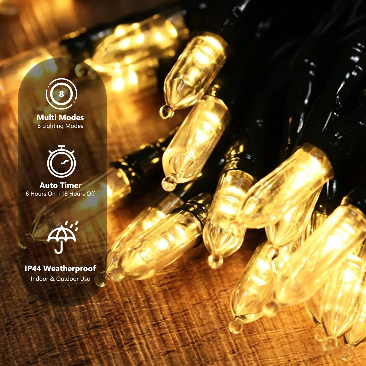 LinkMejor Warm White Battery String Lights - 4 Pack Total 66ft 200 LEDs