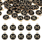 LinkMejor 52pcs Letter Charm, Enamel Letter Pendants, Alphabet m Pendants Double Sided Beads Charm for DIY Bracelet Necklace Pendants Earring Jewelry, Black