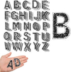 104pcs Pearl Rhinestone Iron on Letter Patches, A-Z Self Adhesive Glittery Rhinestone Alphabet Letter Sticker Appliques for DIY Jackets Hats Clothes Backpack, Black