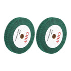 2pcs 150x25x20mm 180 Grit Non-Woven Polishing Burnishing Wheel Nylon Wire Drawing Abrasive Flap Wheel for Surface Treatment Stainless Steel Copper Aluminum Green