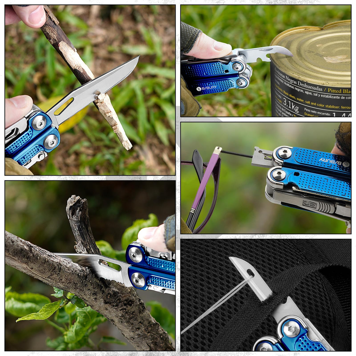 LinkMejor Multitool Crimpere cu Maner din Titan Albastru și 440A Knfie, BI2049BL