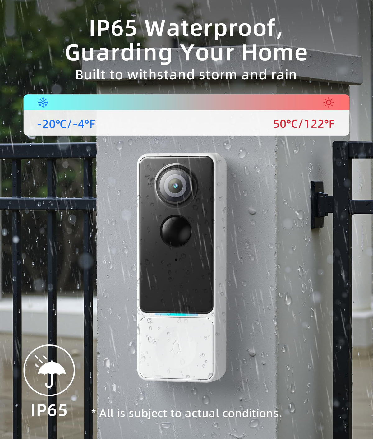 LinkMejor Video Doorbell Camera Wireless 3MP HD, Rilevamento del Moto Umano Gratuito