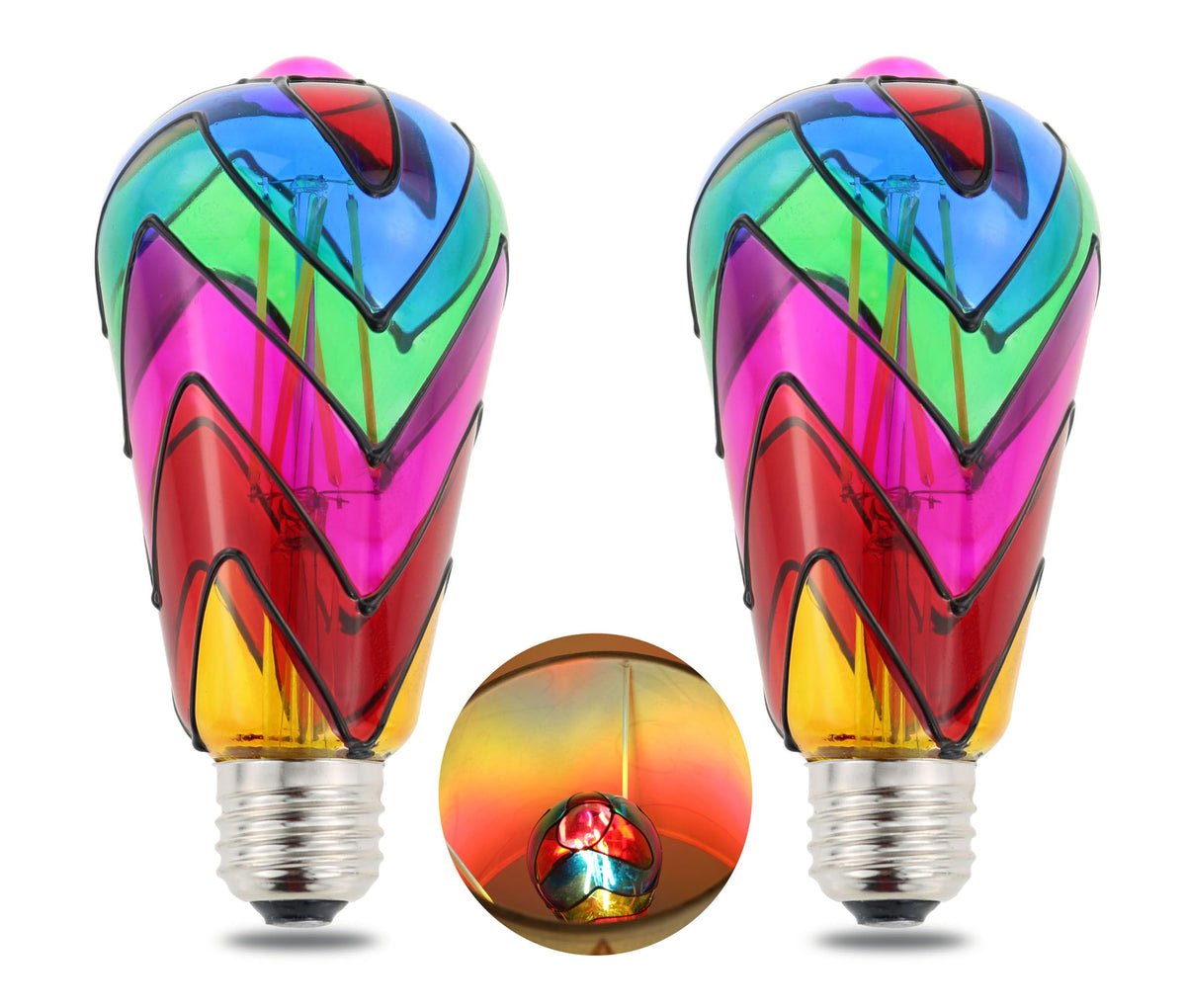 LinkMejor Dimmbarer Stuckglas-LED-Leuchtleuchter E26 Basis ST64, Form, 6W, 120V, 2 Stück