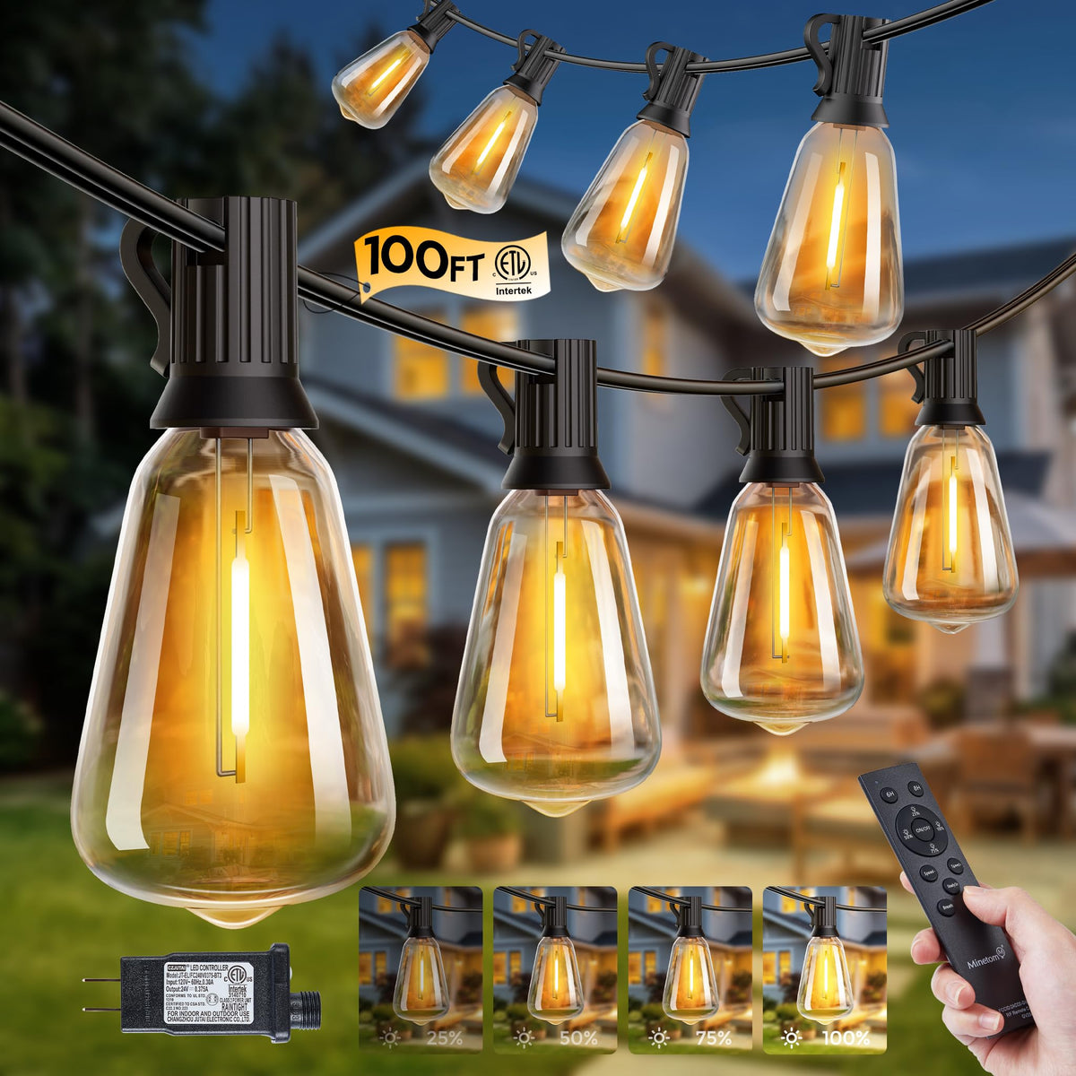 LinkMejor 100FT Luminile de Sânge Outdoor cu Distanță, ST38 Luminile de Patio Reglabile
