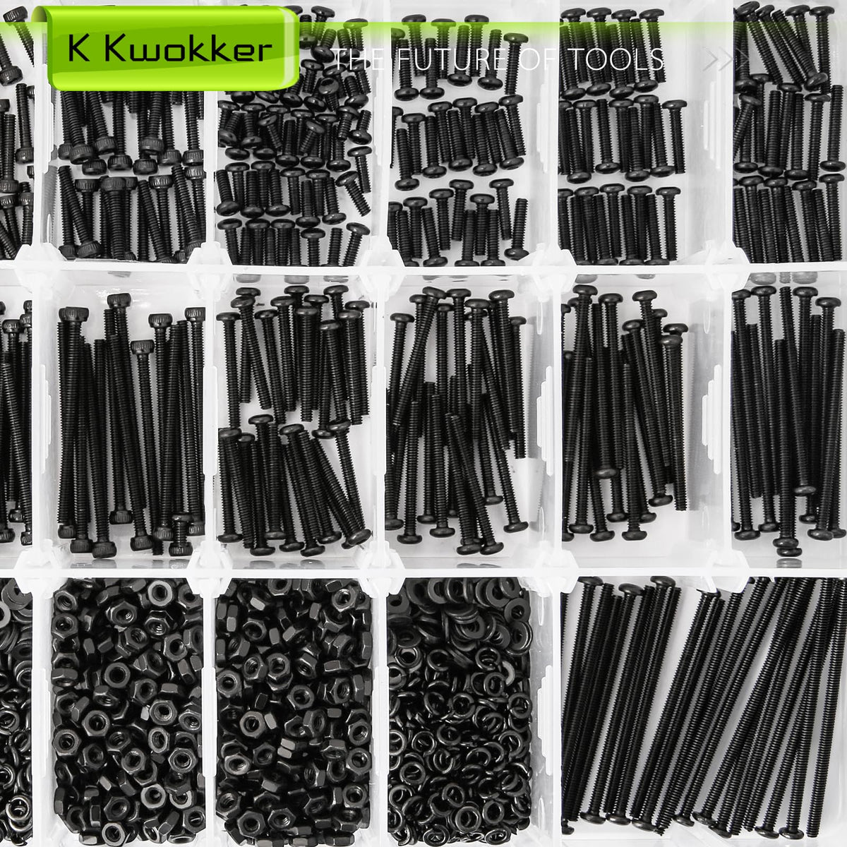 LinkMejor 2060Pcs M2 Screw Kit Hex Socket & Button Head Bolts and Nuts Set