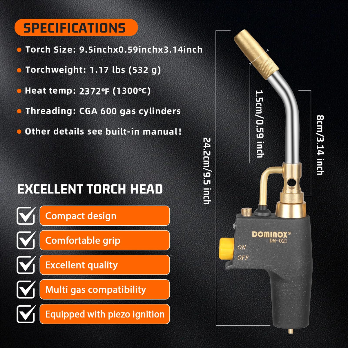 リンクメホールプロパンtorchヘッド、ハイインテンシティートリガースタートガストーチ（DM-021）