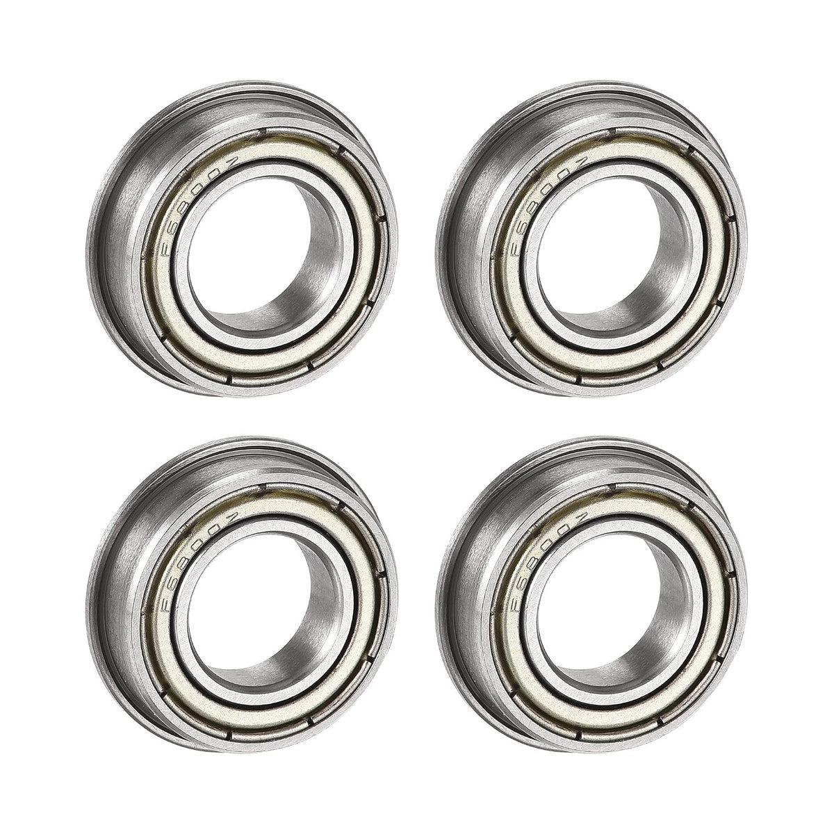 F6800-ZZ Flange Ball Bearing 10x19x5mm Double Metal Shielded (GCr15) Chrome Steel Bearings 4pcs