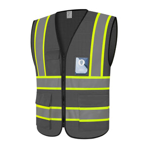 Vestido Reflejante para Hombres LinkMejor, Chaqueta de Seguridad con Cierre de Zapata, Gris, 5XL