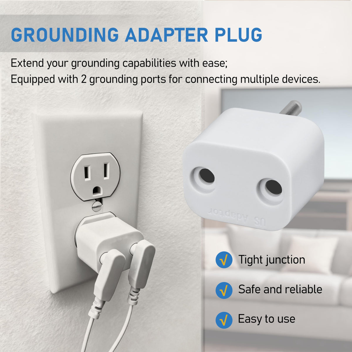 Jordingsadapter Splitter. Jordingspluggadapter for Jordingsmat