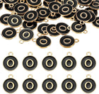 LinkMejor 52pcs Letter Charm, Enamel Letter Pendants, Alphabet O Pendants Double Sided Beads Charm for DIY Bracelet Necklace Pendants Earring Jewelry, Black