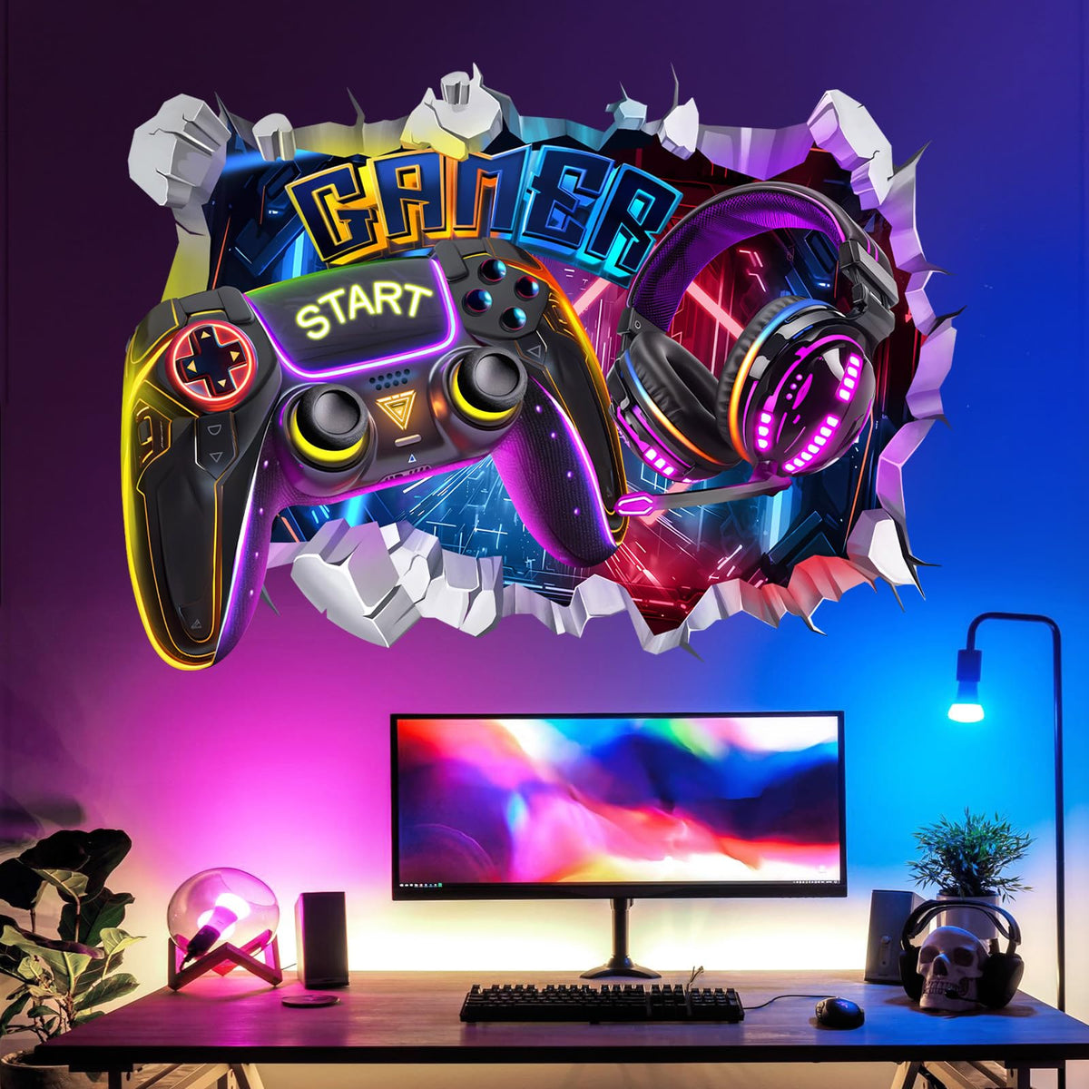 LinkMejor Gaming Gamer Controller Video Game Boys Muretskilte Sticker