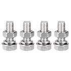 M8 x 25mm Hex Head Screws Bolts, Nuts, Flat & Lock Washers Kits, 304 Stainless Steel Fully Thread Hexagon Bolts 4 Sets