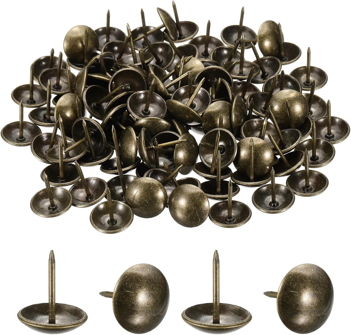 100Pcs Thumb Tacks, 3/4" x7/8" Circle Head Upholstery Push Pins, Decorative Nails for Wood Wall Furniture, Bronze