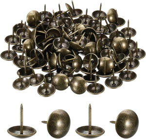 100Pcs Thumb Tacks, 3/4" x7/8" Circle Head Upholstery Push Pins, Decorative Nails for Wood Wall Furniture, Bronze