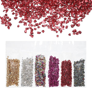 Crushed Glass High Luster Chips 1-3mm Broken Glass Pieces Irregular Glass Metallic Crystal Chips for Nail Arts Craft DIY Vase Filler Jewelry Making Decoration, 30g, Multicolor