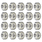 20Pcs 607ZZ Deep Ball Bearings 7x19x6mm High Carbon Steel Double Sealed Bearings for Electric Motor, Home Appliances, Garden Machinery, Silver Tone