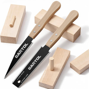 LinkMejor Hand Saw for Wood Cutting, 2-Piece Japanese Pull Saw with 6-Inch Flush Cut & Double-Edged SK5 Flexible Blade & Wooden Handle, Precision Woodworking Tools for DIY, Crafting, Carpentry, Trim