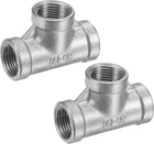 Pipe Fitting Tee 3/8 NPT Female Thread Hose Connector Adapter, 304 Stainless Steel, Pack of 2