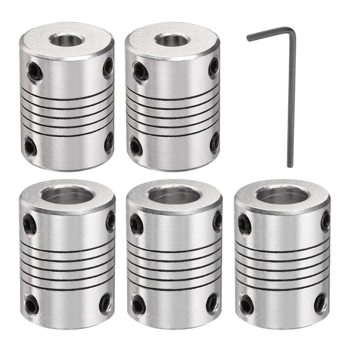 5 Pcs Aluminum Alloy Shaft Coupling 6mm to 10mm, Flexible Coupling Motor Connector Joint, Stepper Motor Coupler for CNC Machine & 3D Printer (L25xD19)