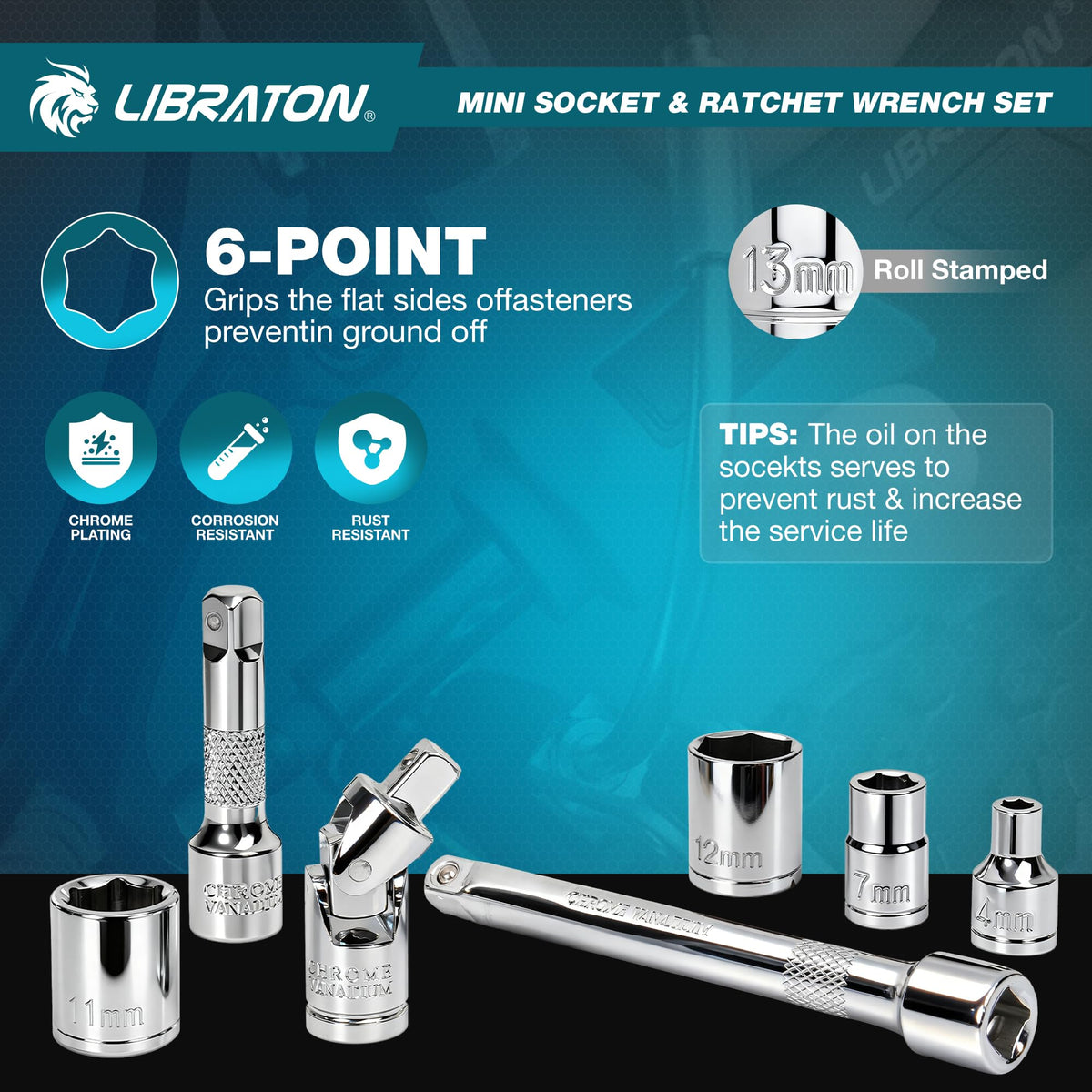 LinkMejor 1/4" Dr Mini-Sockel & Ratschen-Schraubenzieherset mit Bits, 4-13mm-Sockel