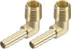 Brass Hose Barb Fitting Elbow 1/4 Inch x 1/4 NPT Male Thread Right Angle Pipe Connector, Pack of 2