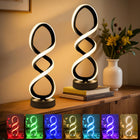 Modern Spiral LED RGB Table Lamp, Dimmable Touch, Small Nightstand Lamp