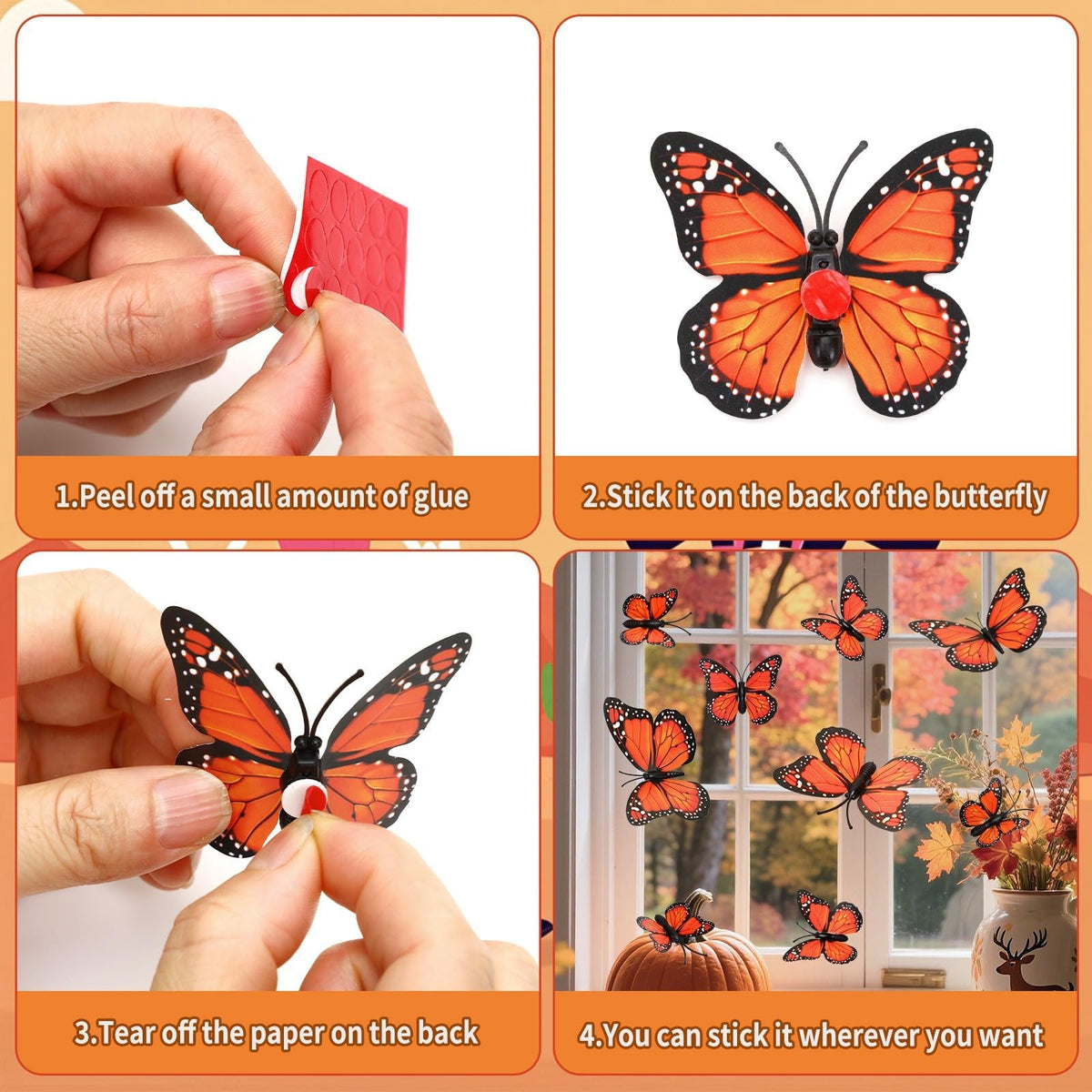 LinkMejor 60Pcs Koninginvlinder Decoraties, Koninginvlinder Muurstickers