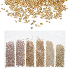 Crushed Glass High Luster Chips 1-3mm 30g Irregular Glass Metallic Crystal Chips for Resin Arts Craft DIY Vase Filler Jewelry Making Decoration, 3 Colors, Golden Color Series