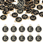 LinkMejor 52pcs Letter Charm, Enamel Letter Pendants, Alphabet E Pendants Double Sided Beads Charm for DIY Bracelet Necklace Pendants Earring Jewelry, Black